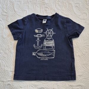 Janie and Jack boys 2T navy short sleeve shirt nautical theme design  GUC